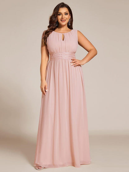 pretty KALIA|Plus Size Hollow Out Sleeveless Empire Waist Chiffon Bridesmaid Dress