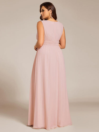 pretty KALIA|Plus Size Hollow Out Sleeveless Empire Waist Chiffon Bridesmaid Dress