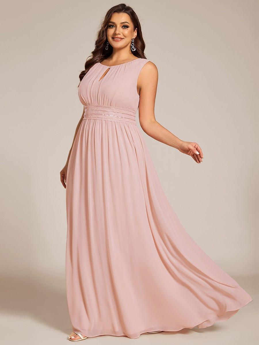 pretty KALIA|Plus Size Hollow Out Sleeveless Empire Waist Chiffon Bridesmaid Dress