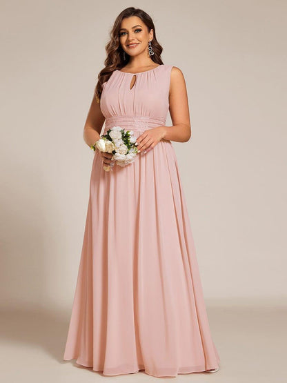 ever KALIA|Simple Sleeveless A-line Chiffon Bridesmaid Dress with Hollow Out Detail