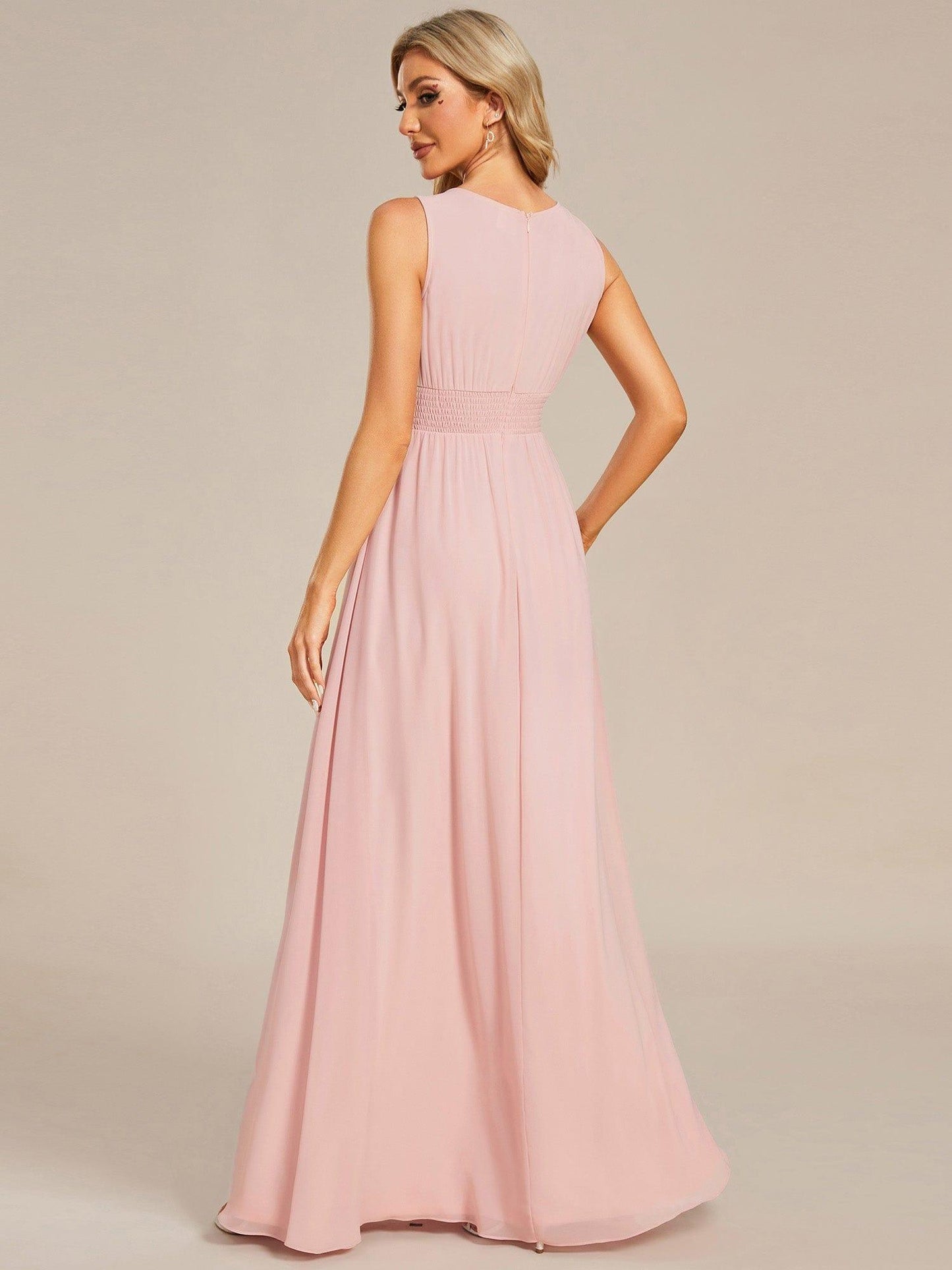 ever KALIA|Simple Sleeveless A-line Chiffon Bridesmaid Dress with Hollow Out Detail