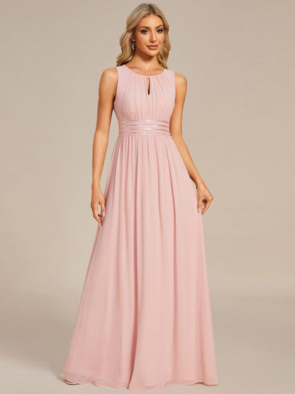 ever KALIA|Simple Sleeveless A-line Chiffon Bridesmaid Dress with Hollow Out Detail