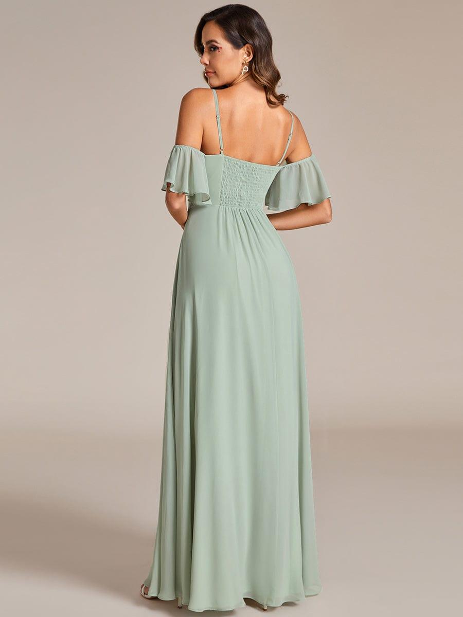 Spaghetti Strap Sweetheart Chiffon A-line Bridesmaid Dress with Knot