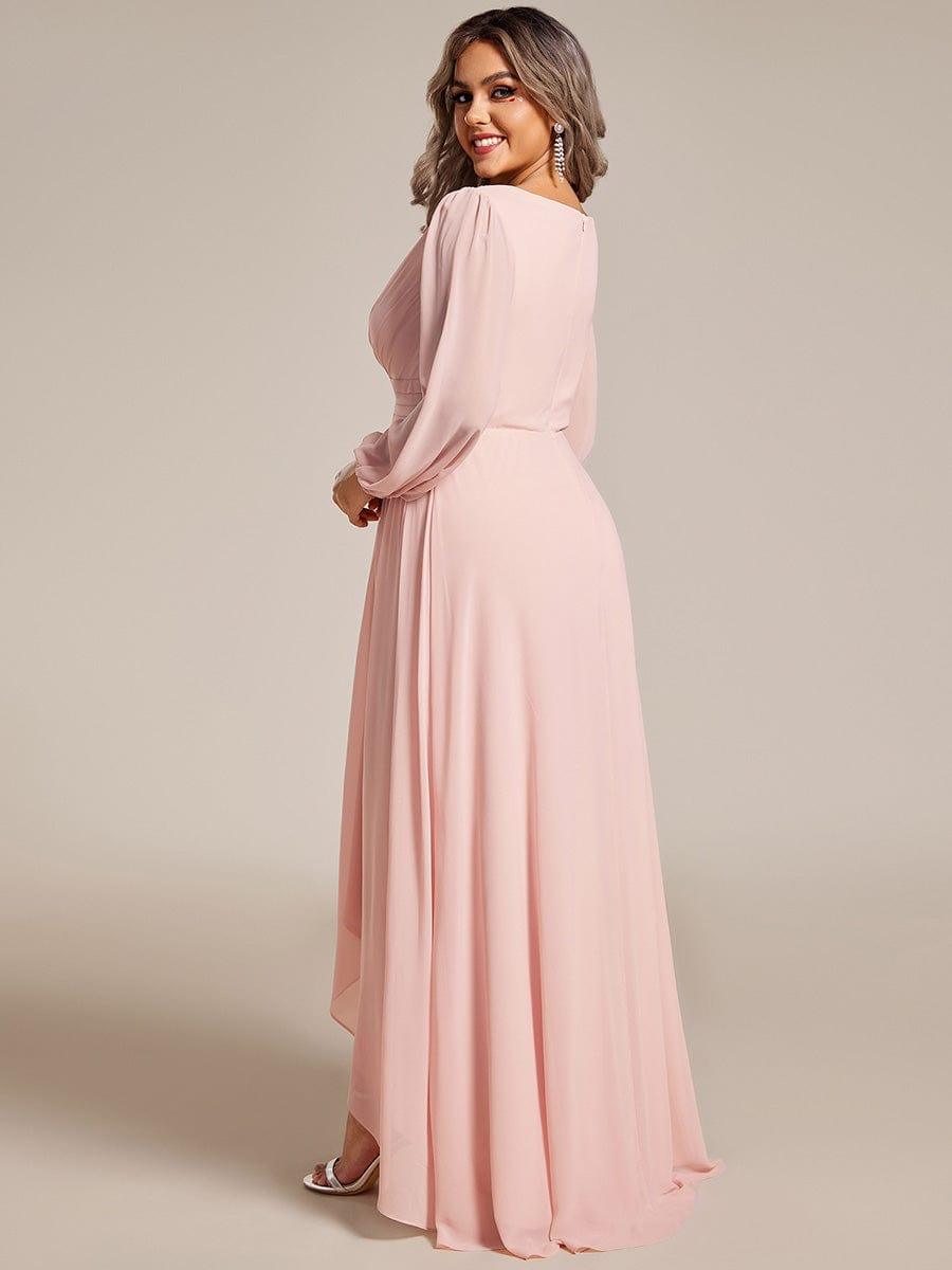 pretty GRIFFIN|Plus Size V-Neck Long Lantern Sleeves A-Line Chiffon Bridesmaid Dress