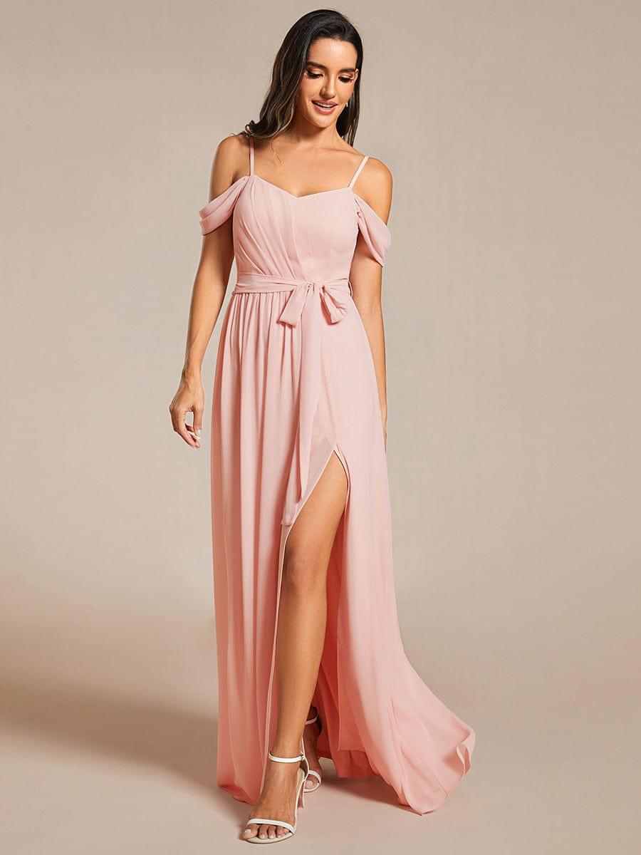 Sweetheart Neckline Cold Shoulder Chiffon Bridesmaid Dress