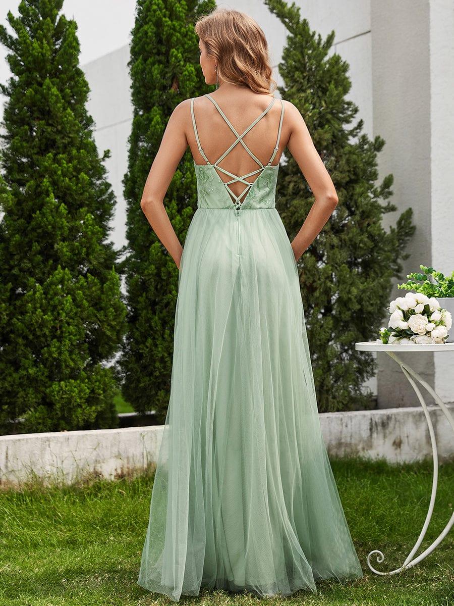 ever LOGAN|Paillette A-Line Tulle Bridesmaid Dress with Cross-Back Straps