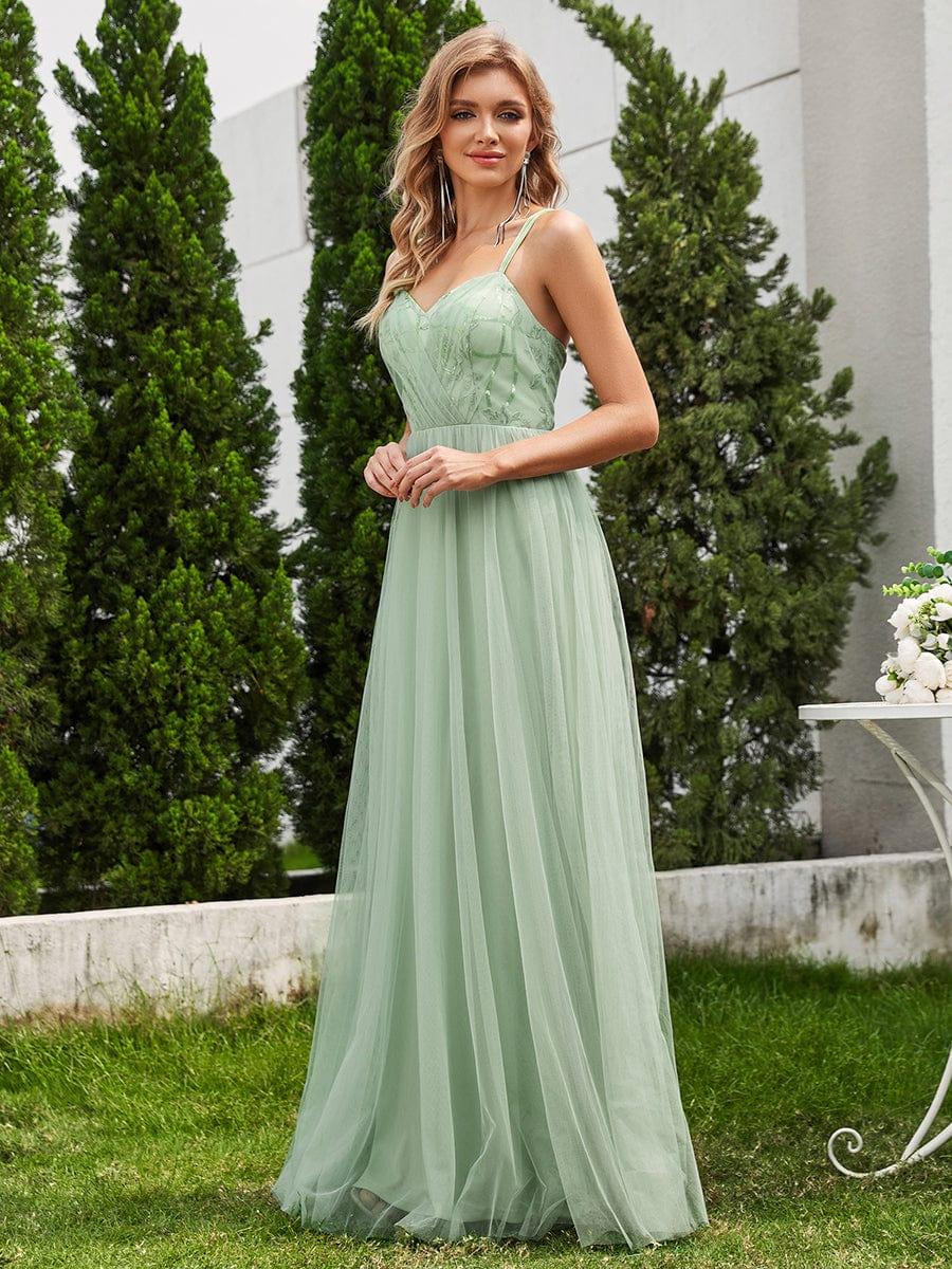 ever LOGAN|Paillette A-Line Tulle Bridesmaid Dress with Cross-Back Straps