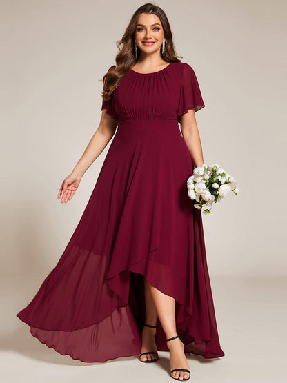 ever GIGI|Elegant Round Neckline Short Sleeve A-Line Chiffon Bridesmaid Dress