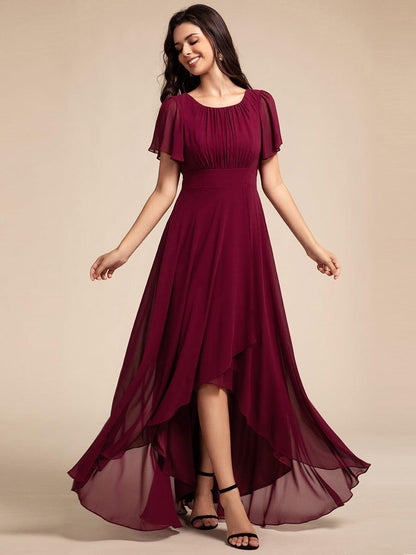 ever GIGI|Elegant Round Neckline Short Sleeve A-Line Chiffon Bridesmaid Dress