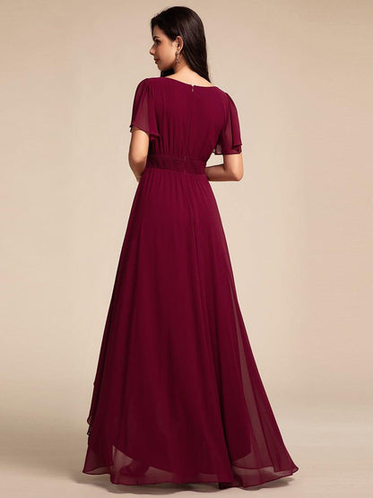 ever GIGI|Elegant Round Neckline Short Sleeve A-Line Chiffon Bridesmaid Dress