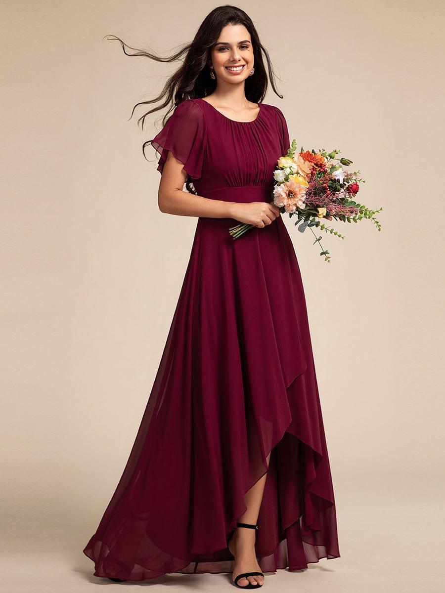 ever GIGI|Elegant Round Neckline Short Sleeve A-Line Chiffon Bridesmaid Dress