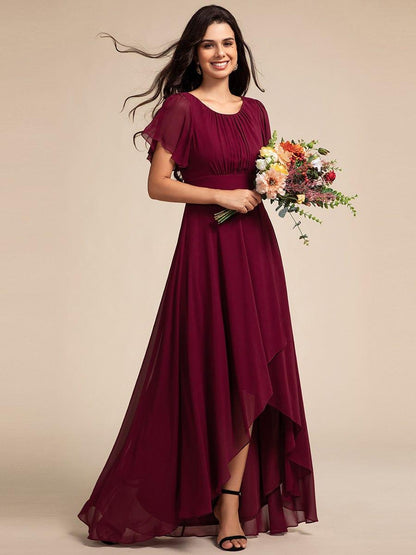 ever GIGI|Elegant Round Neckline Short Sleeve A-Line Chiffon Bridesmaid Dress