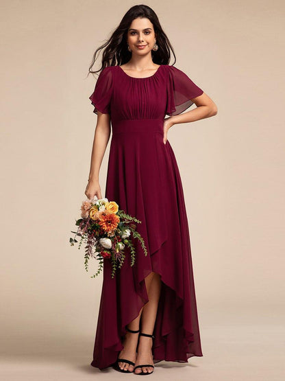 ever GIGI|Elegant Round Neckline Short Sleeve A-Line Chiffon Bridesmaid Dress