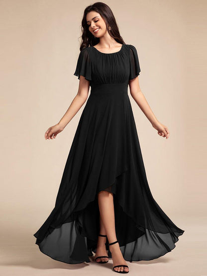 ever GIGI|Elegant Round Neckline Short Sleeve A-Line Chiffon Bridesmaid Dress