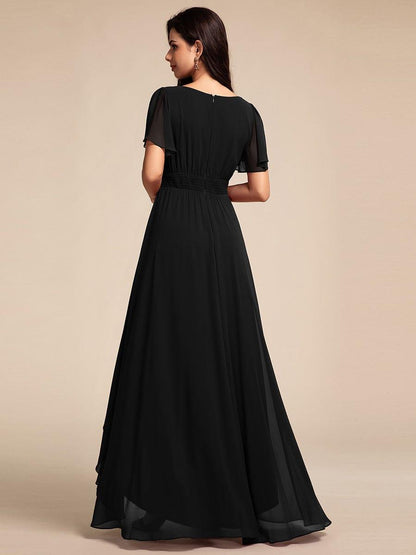 ever GIGI|Elegant Round Neckline Short Sleeve A-Line Chiffon Bridesmaid Dress
