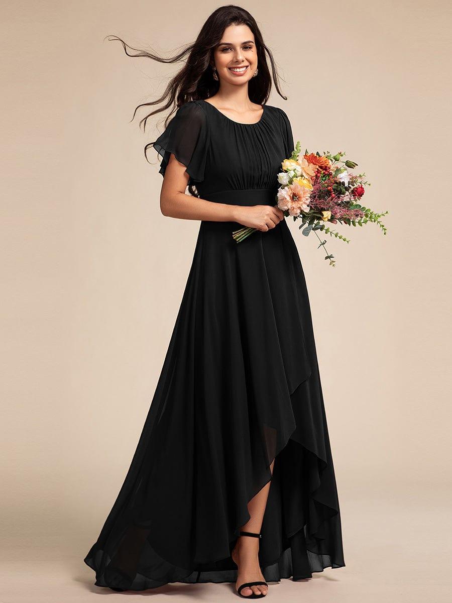 ever GIGI|Elegant Round Neckline Short Sleeve A-Line Chiffon Bridesmaid Dress