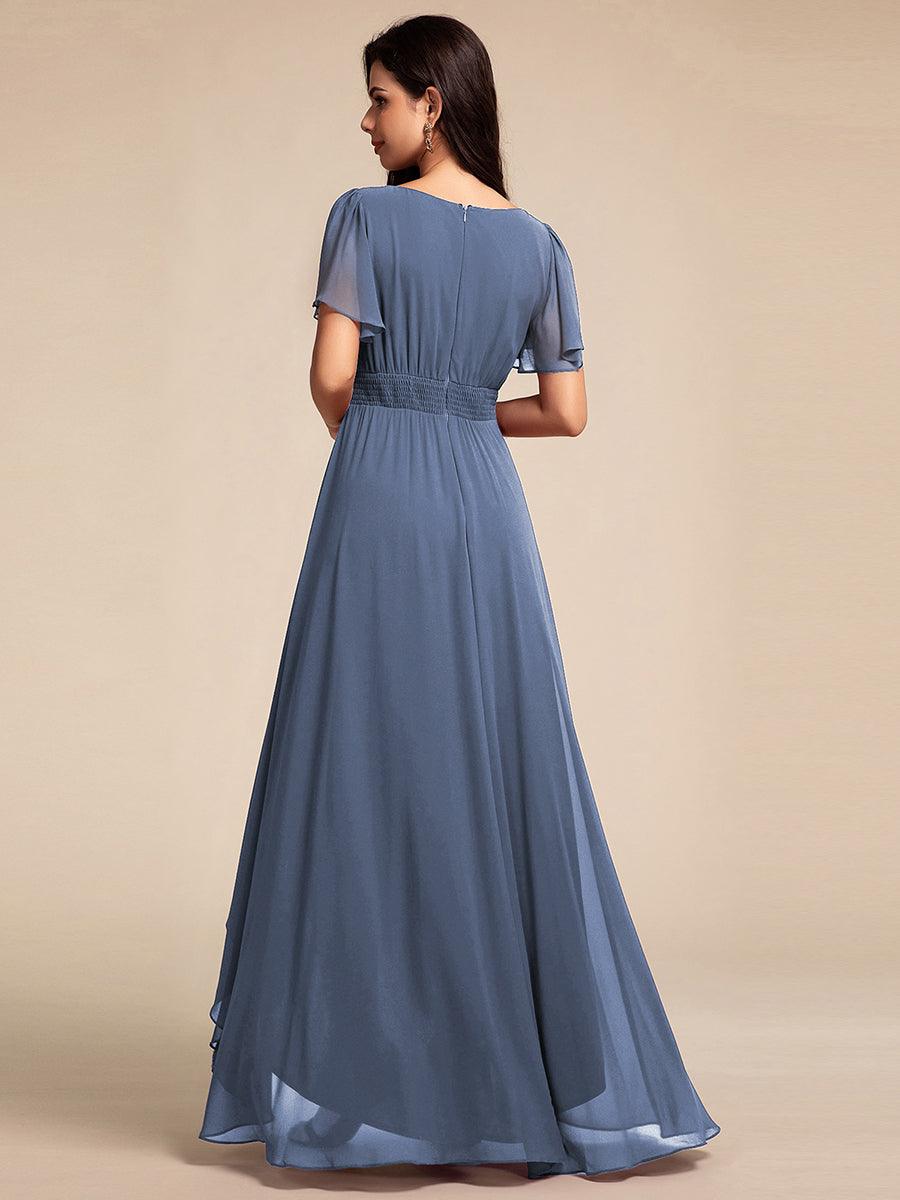 ever GIGI|Elegant Round Neckline Short Sleeve A-Line Chiffon Bridesmaid Dress