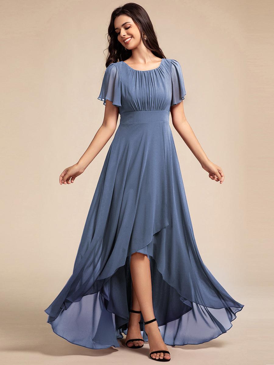 ever GIGI|Elegant Round Neckline Short Sleeve A-Line Chiffon Bridesmaid Dress