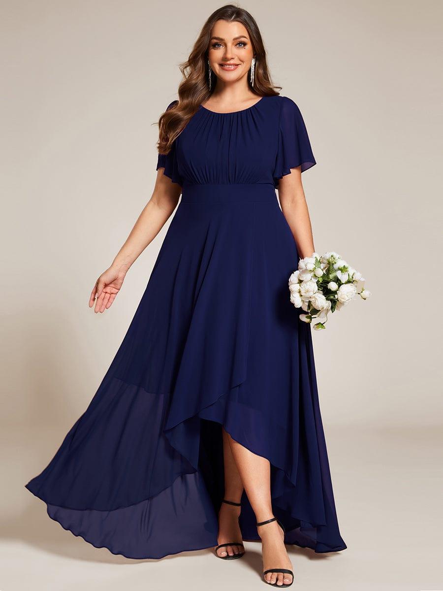 ever GIGI|Elegant Round Neckline Short Sleeve A-Line Chiffon Bridesmaid Dress