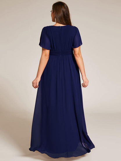 ever GIGI|Elegant Round Neckline Short Sleeve A-Line Chiffon Bridesmaid Dress