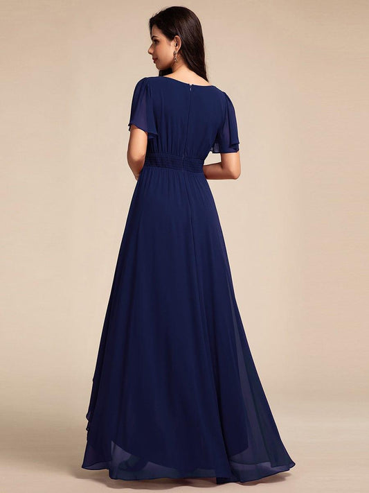 ever GIGI|Elegant Round Neckline Short Sleeve A-Line Chiffon Bridesmaid Dress