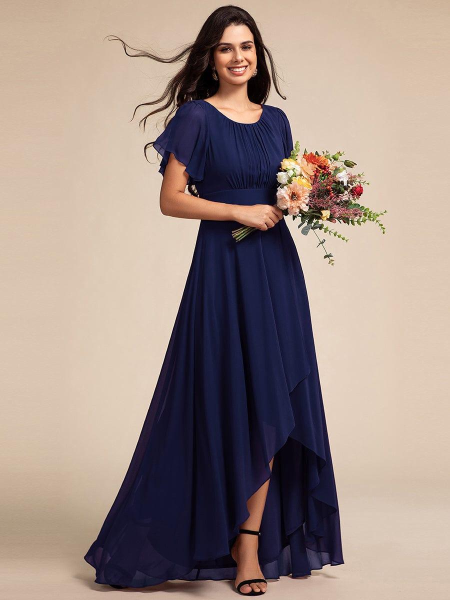 ever GIGI|Elegant Round Neckline Short Sleeve A-Line Chiffon Bridesmaid Dress