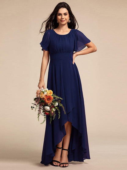 ever GIGI|Elegant Round Neckline Short Sleeve A-Line Chiffon Bridesmaid Dress