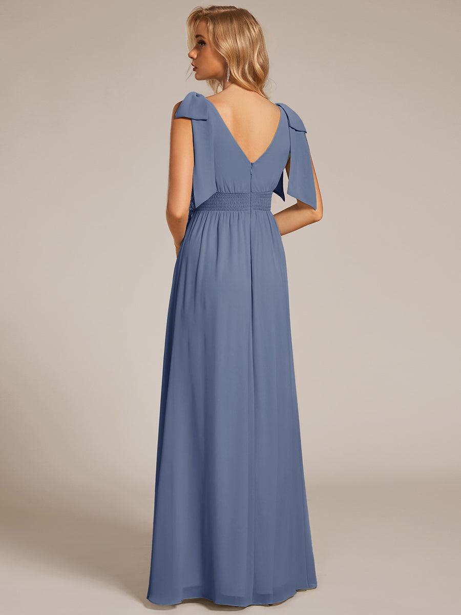 ever FRANKIE|Bow Shoulder Empire Waist Maxi Bridesmaid Dress