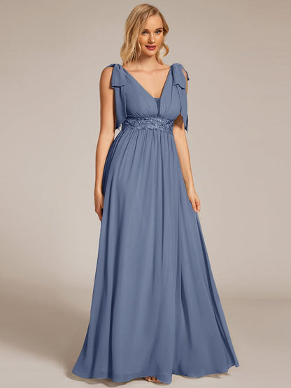 ever FRANKIE|Bow Shoulder Empire Waist Maxi Bridesmaid Dress
