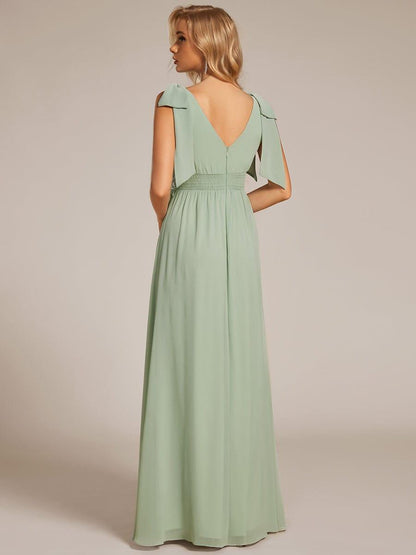 ever FRANKIE|Bow Shoulder Empire Waist Maxi Bridesmaid Dress