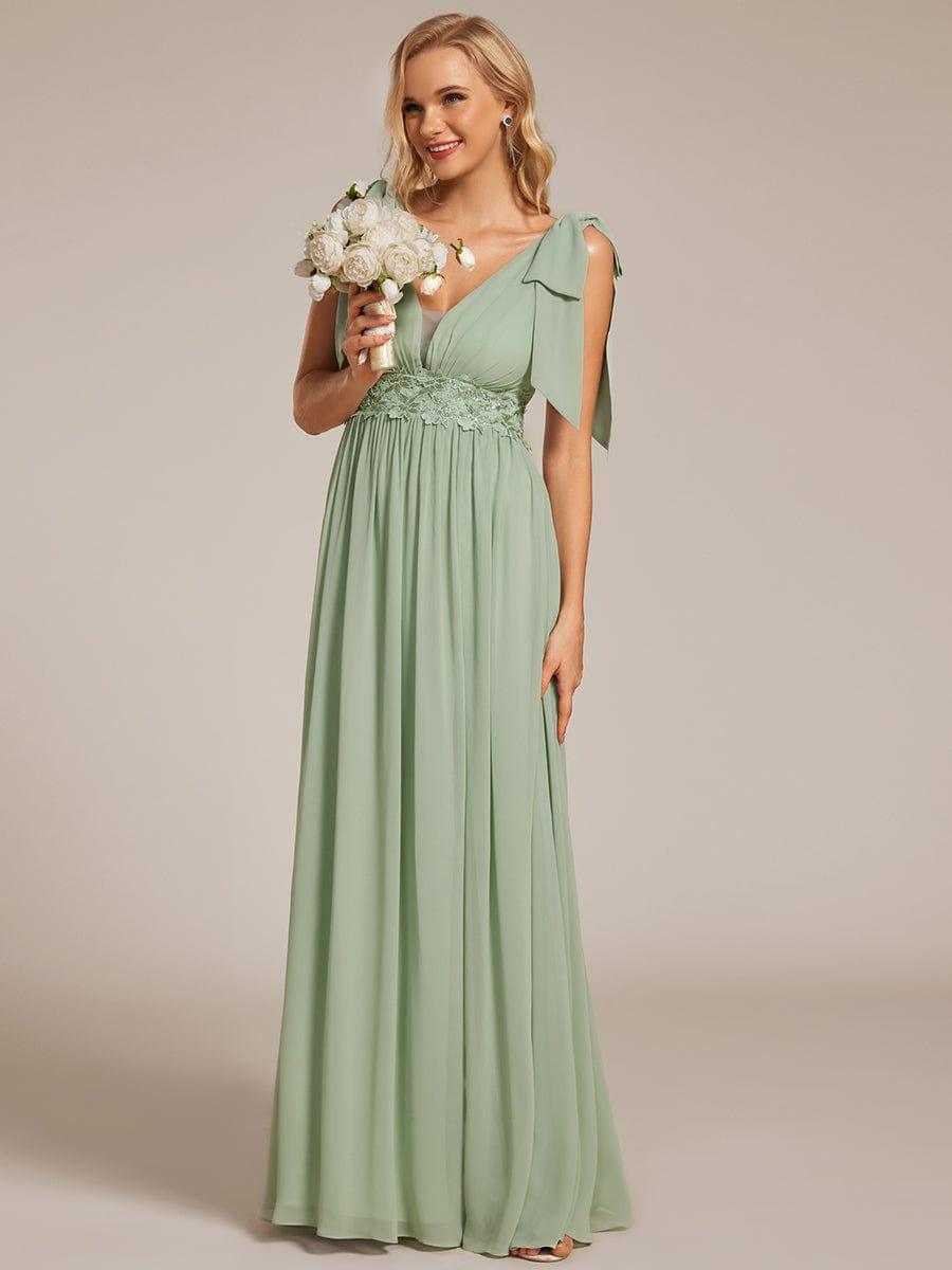 ever FRANKIE|Bow Shoulder Empire Waist Maxi Bridesmaid Dress