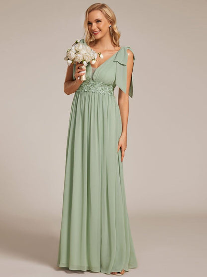 ever FRANKIE|Bow Shoulder Empire Waist Maxi Bridesmaid Dress