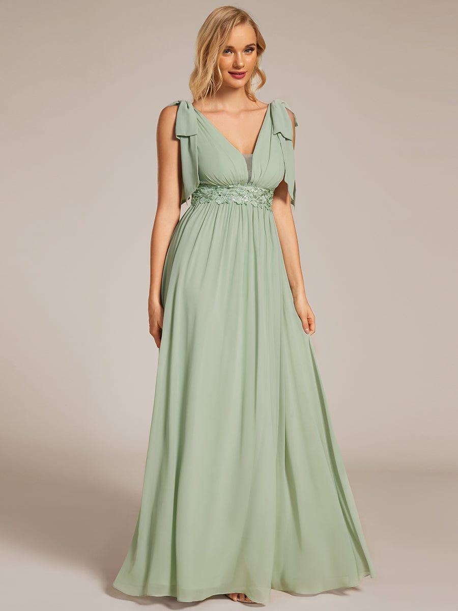 ever FRANKIE|Bow Shoulder Empire Waist Maxi Bridesmaid Dress
