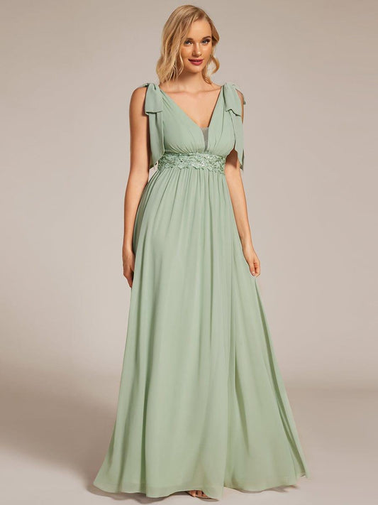 ever FRANKIE|Bow Shoulder Empire Waist Maxi Bridesmaid Dress