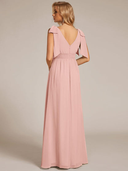 ever FRANKIE|Bow Shoulder Empire Waist Maxi Bridesmaid Dress