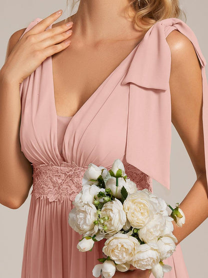 ever FRANKIE|Bow Shoulder Empire Waist Maxi Bridesmaid Dress