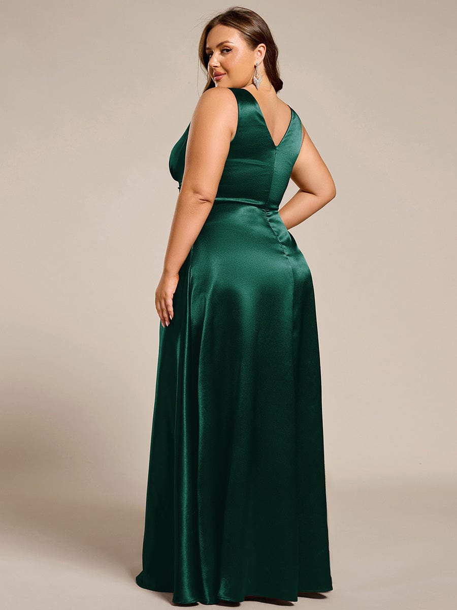 pretty INDY|Plus Size Satin Maxi Formal Dress with Pockets