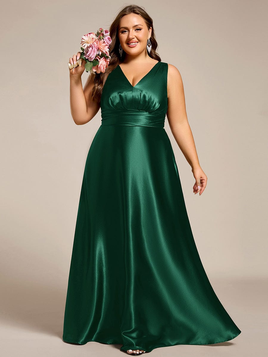 pretty INDY|Plus Size Satin Maxi Formal Dress with Pockets