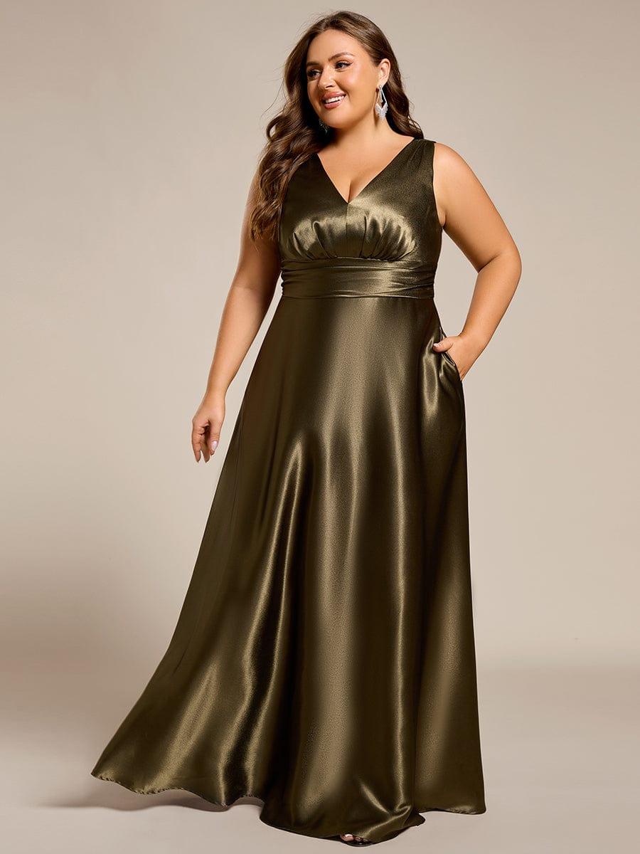 pretty INDY|Plus Size Satin Maxi Formal Dress with Pockets