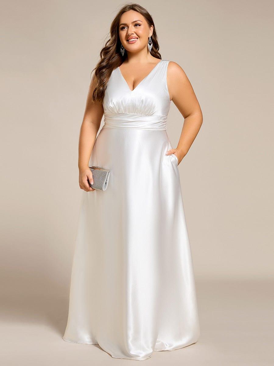 pretty INDY|Plus Size Satin Maxi Formal Dress with Pockets
