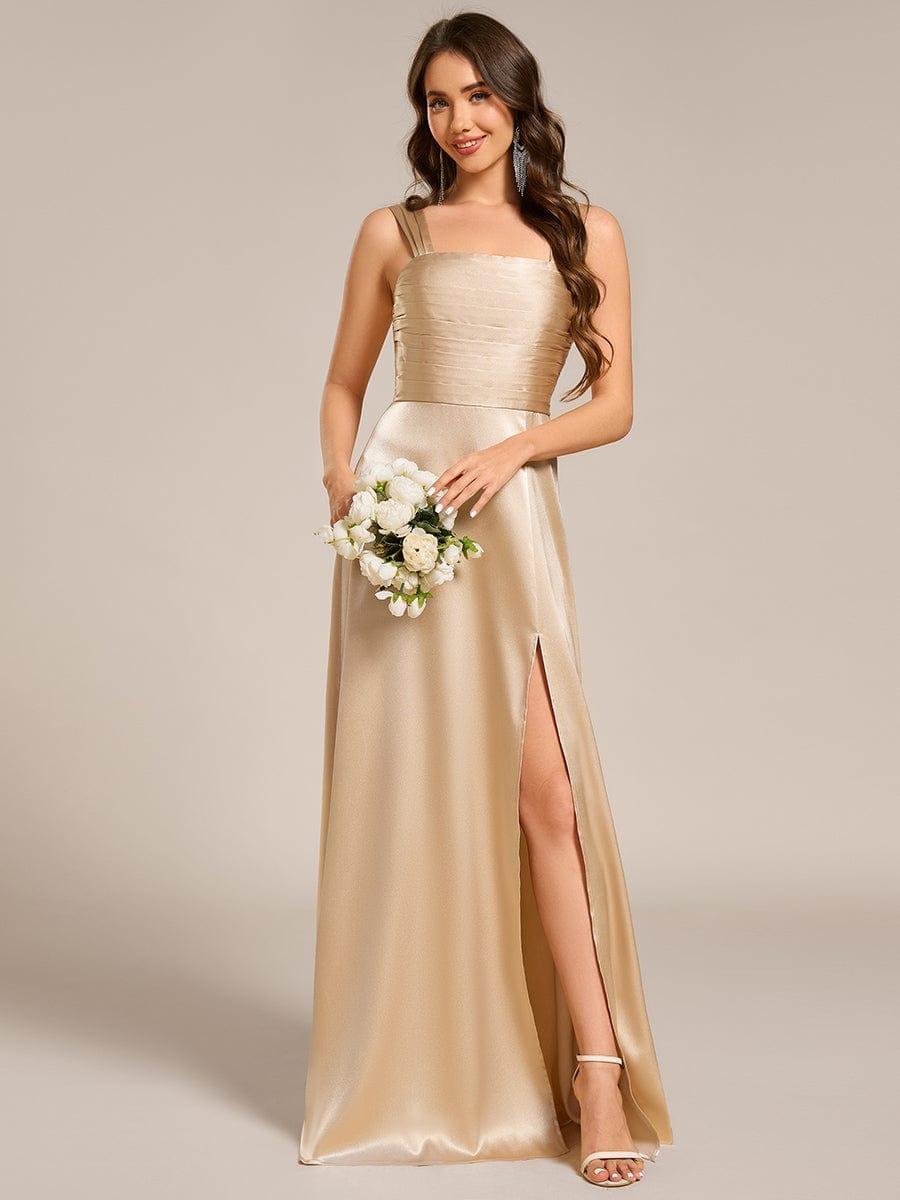 ever NOVALEE|Square Neck Satin Maxi Bridesmaid Dress with Front Slit