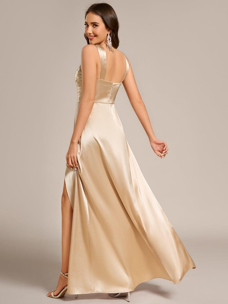 ever NOVALEE|Square Neck Satin Maxi Bridesmaid Dress with Front Slit