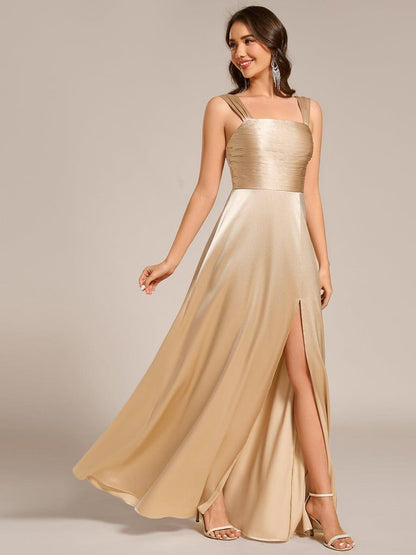 ever NOVALEE|Square Neck Satin Maxi Bridesmaid Dress with Front Slit