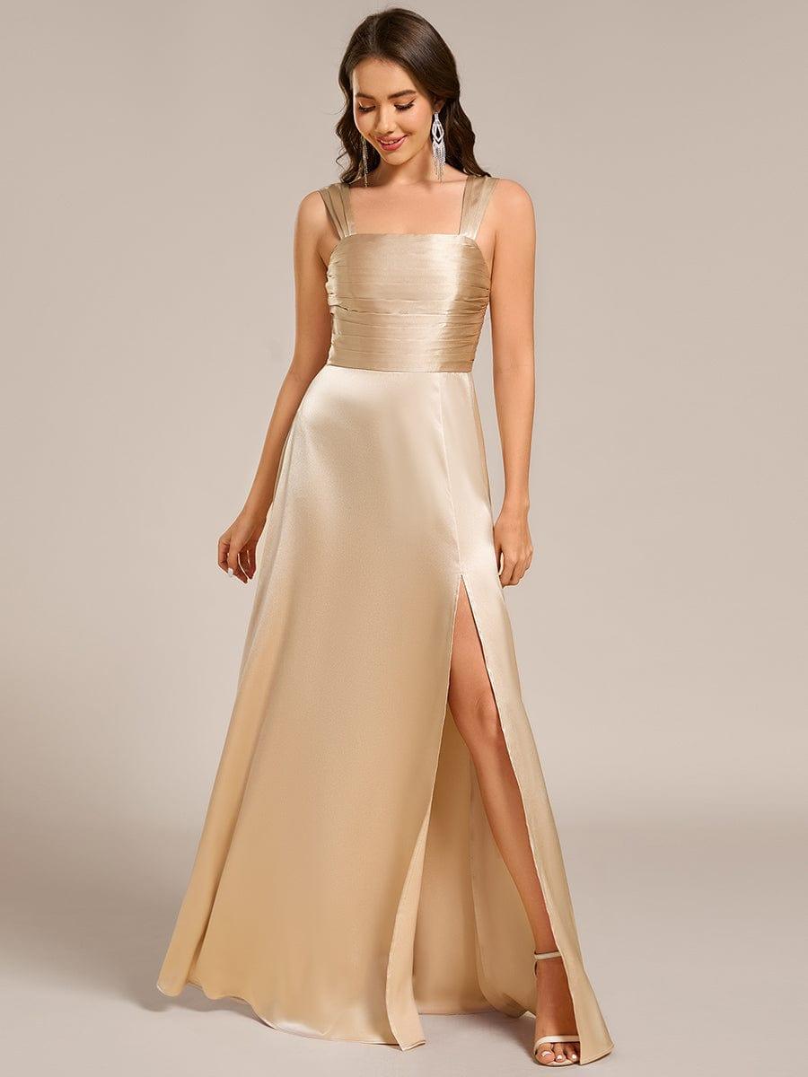 ever NOVALEE|Square Neck Satin Maxi Bridesmaid Dress with Front Slit