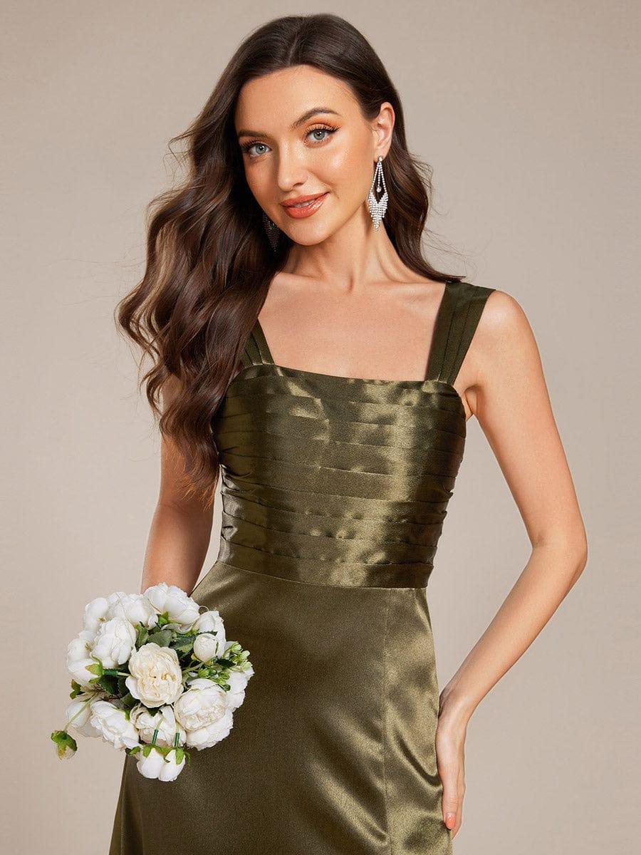 ever NOVALEE|Square Neck Satin Maxi Bridesmaid Dress with Front Slit