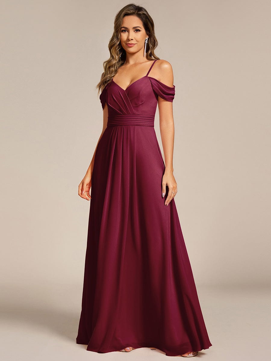 ever LIANNE|Spaghetti Strap V-Neck Pleated A-Line Bridesmaid Dress