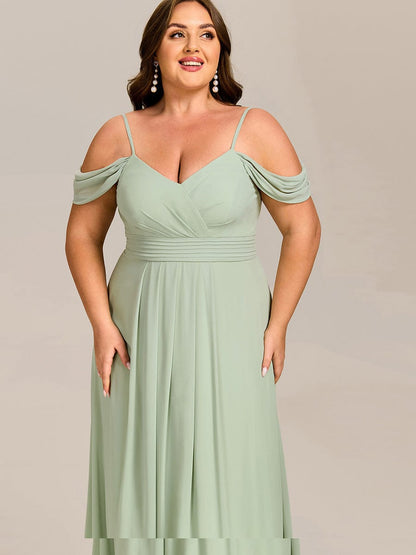 ever LIANNE|Spaghetti Strap V-Neck Pleated A-Line Bridesmaid Dress
