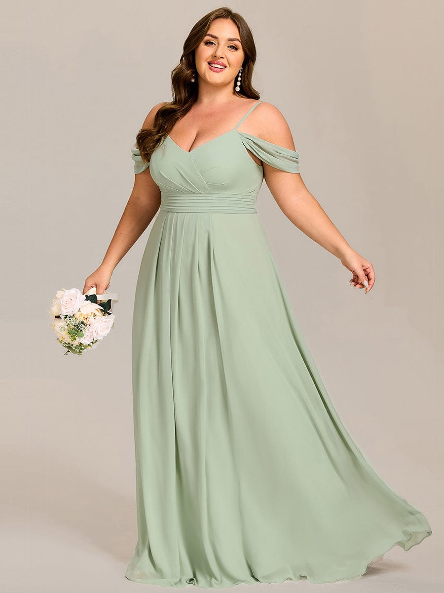 ever LIANNE|Spaghetti Strap V-Neck Pleated A-Line Bridesmaid Dress