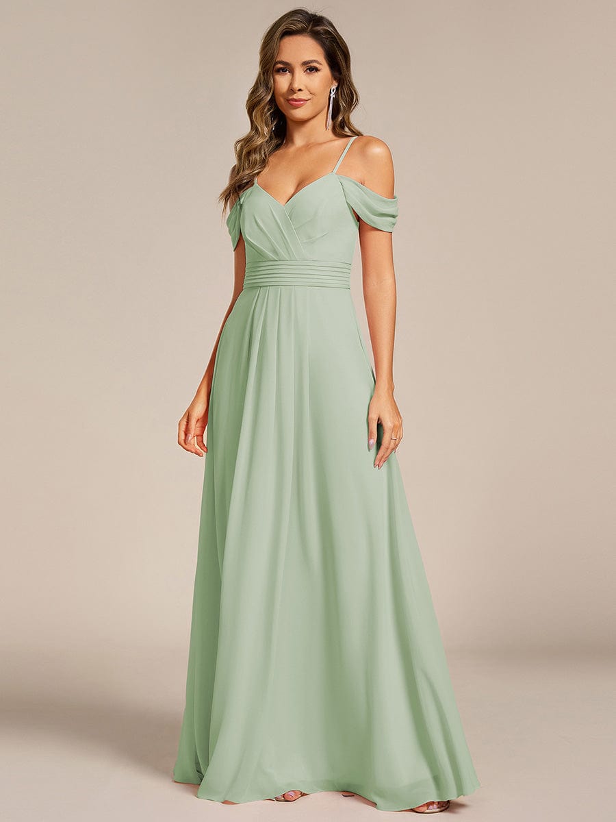ever LIANNE|Spaghetti Strap V-Neck Pleated A-Line Bridesmaid Dress