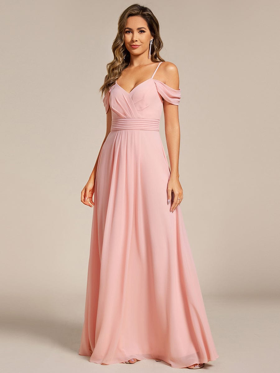 ever LIANNE|Spaghetti Strap V-Neck Pleated A-Line Bridesmaid Dress